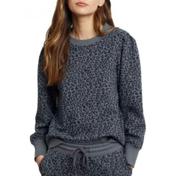 NEW Rails Marcie Cheetah Sweatshirt Women Small Gray Charcoal Animal Print FLAW - Picture 1 of 11